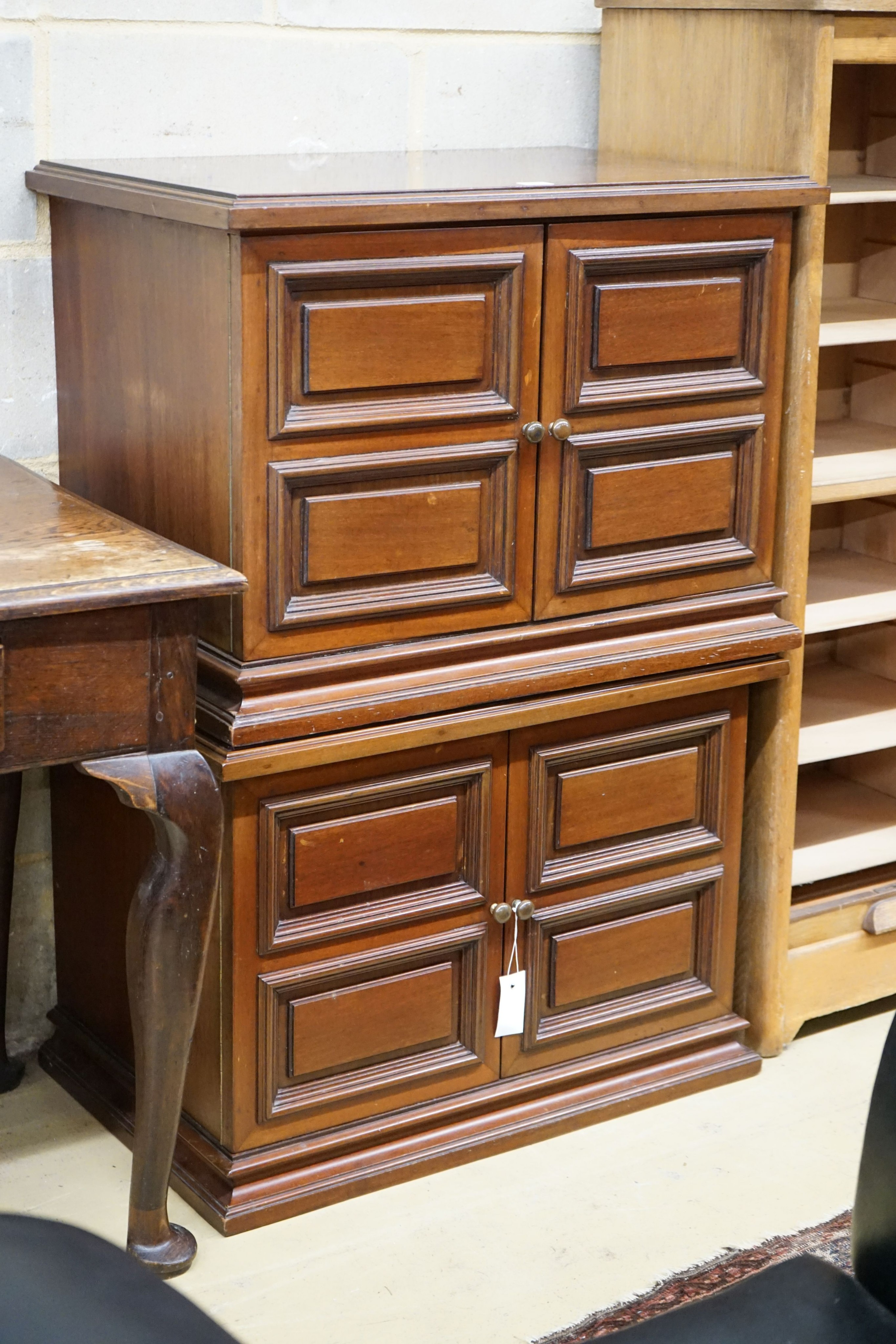 A pair of Edwardian mahogany table top cabinets, width 70cm, depth 45cm, height 100cm